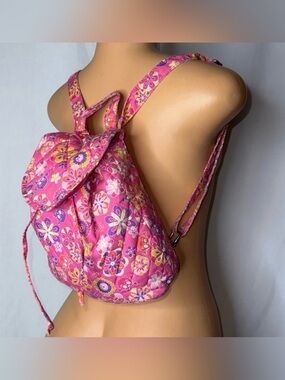 Pink Floral Quilted Backpack - Women Bags